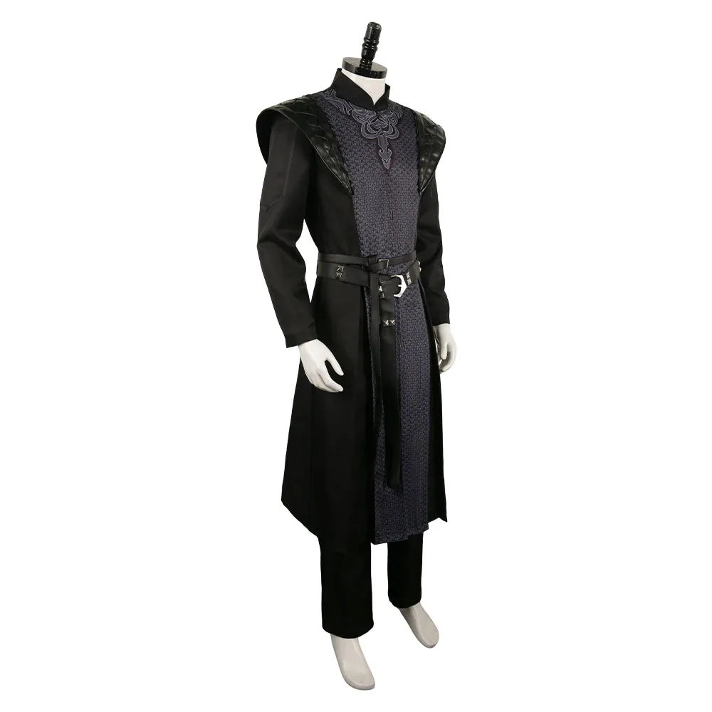 Twill fabric   PU LeatherDaemon Targaryen Black Printed Set Cosplay Costume Outfits