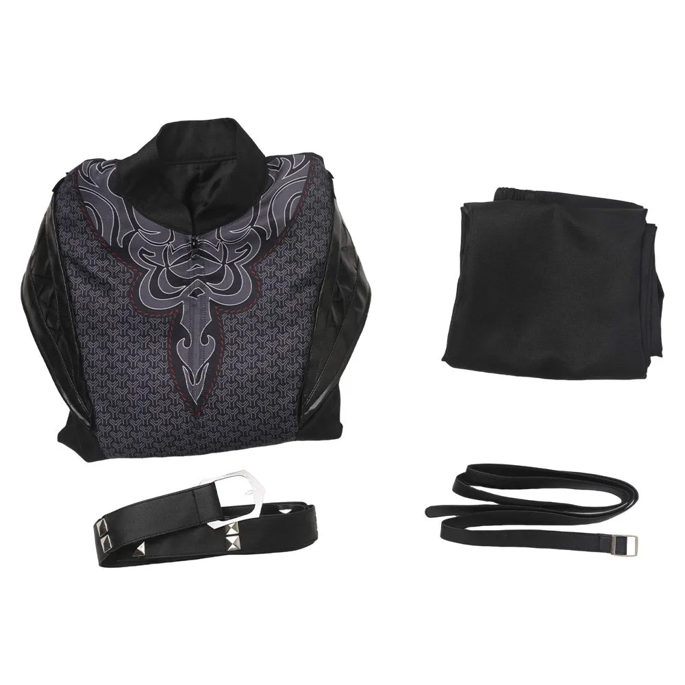Twill fabric   PU LeatherDaemon Targaryen Black Printed Set Cosplay Costume Outfits