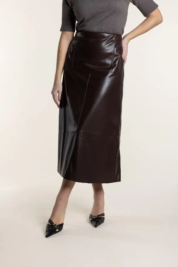 Two T's Faux Leather Midi Skirt Coco