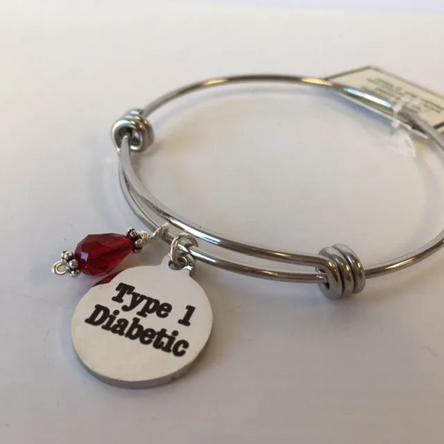 Type 1 Diabetic Medical Alert Expandable Bangle