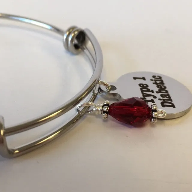 Type 1 Diabetic Medical Alert Expandable Bangle