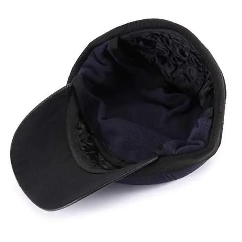 Unisex Acrylic Full Face Mask Baseball Cap PU Multifunctional Elastic Ear Protective Driving Hat