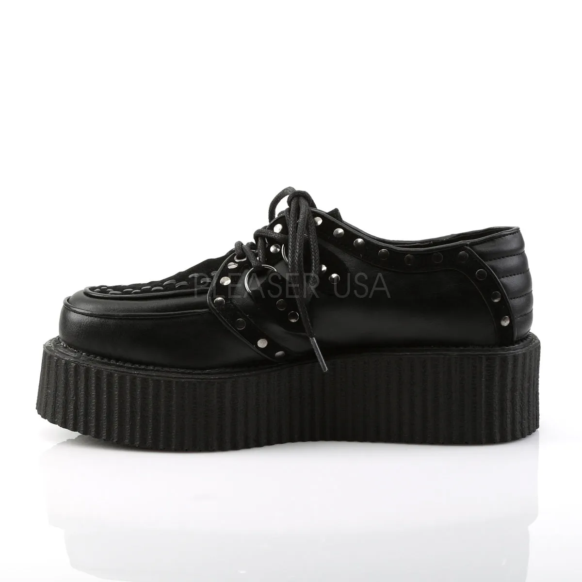 V-CREEPER-535  Black Vegan Leather-Vegan Suede