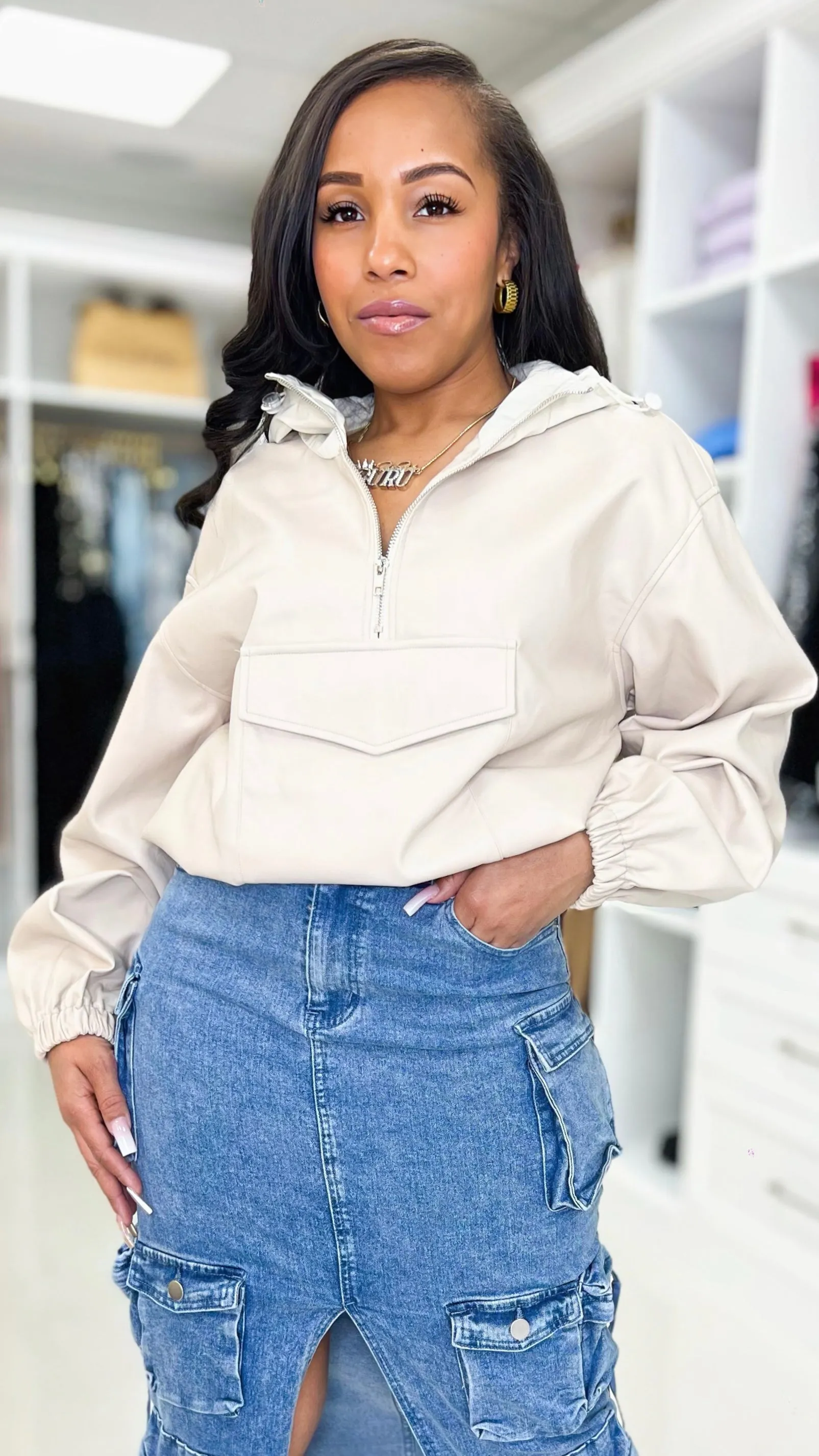 Vegan Leather Hoodie