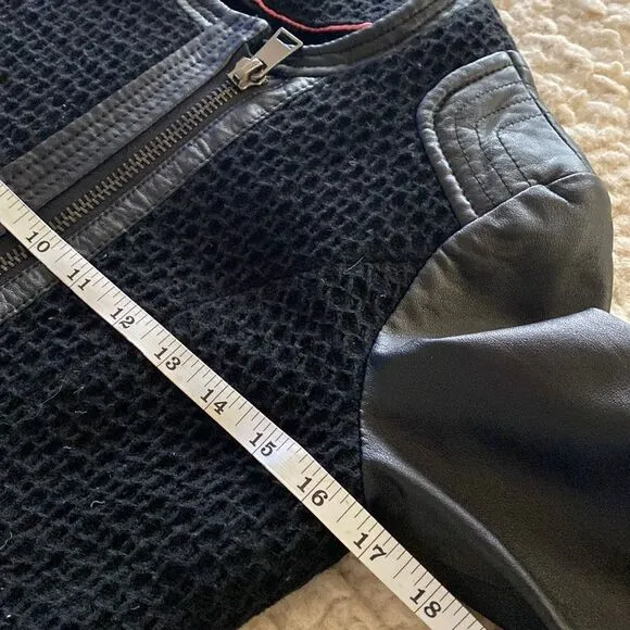 Victoria’s Secret Black Long Sleeve Full Zip Wool Leather Blend Jacket Size XS
