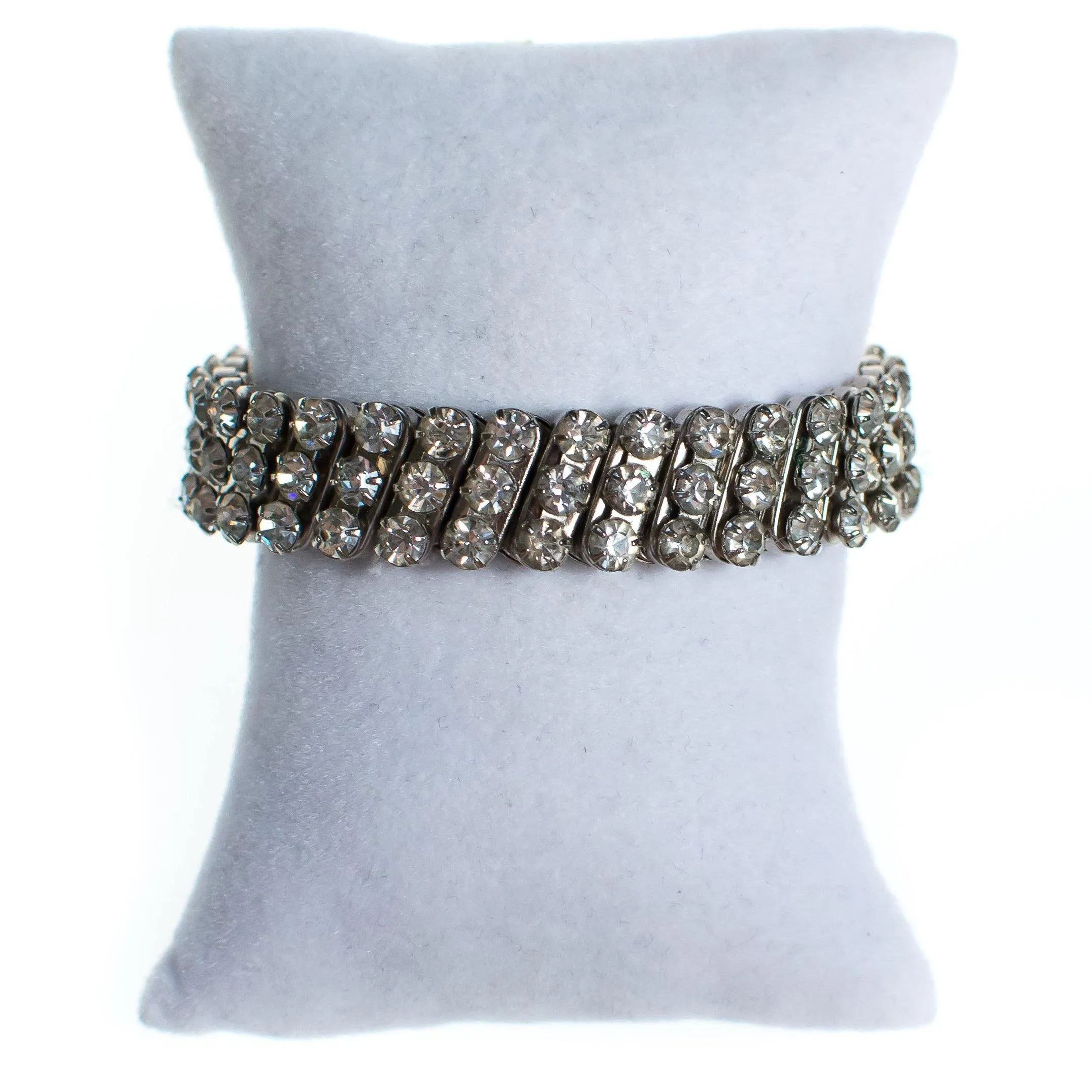 Vintage 1950s Three Row Diamante Rhinestone Expansion Bracelet
