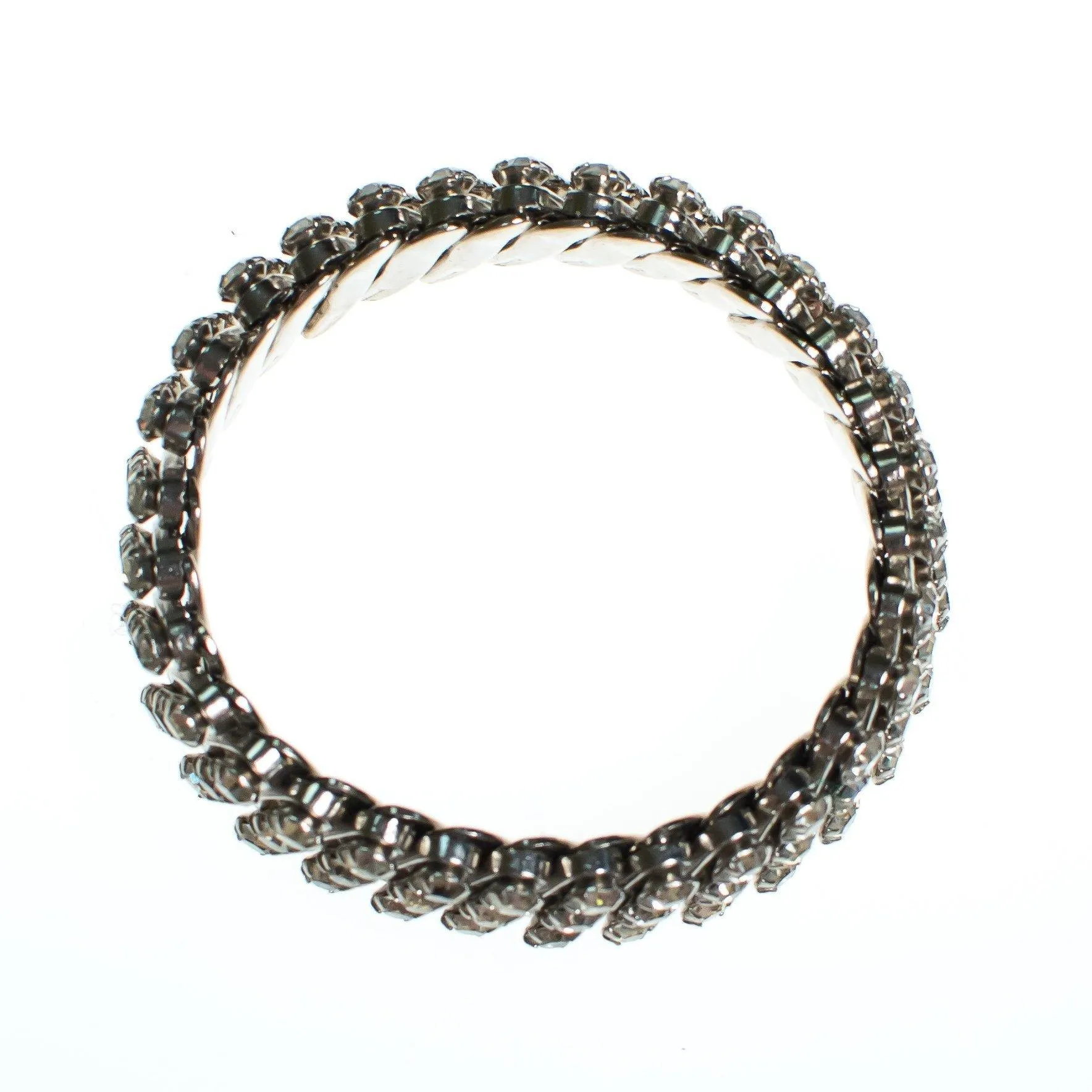Vintage 1950s Three Row Diamante Rhinestone Expansion Bracelet