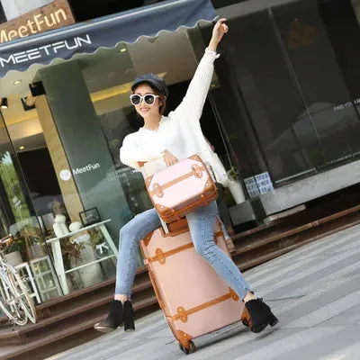 Vintage Rolling Luggage Set (2 Piece Set)