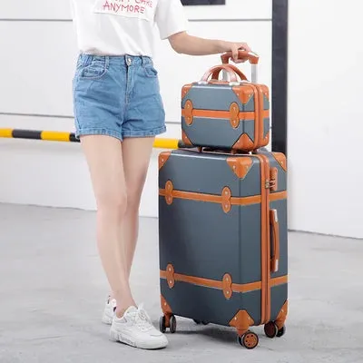 Vintage Rolling Luggage Set (2 Piece Set)