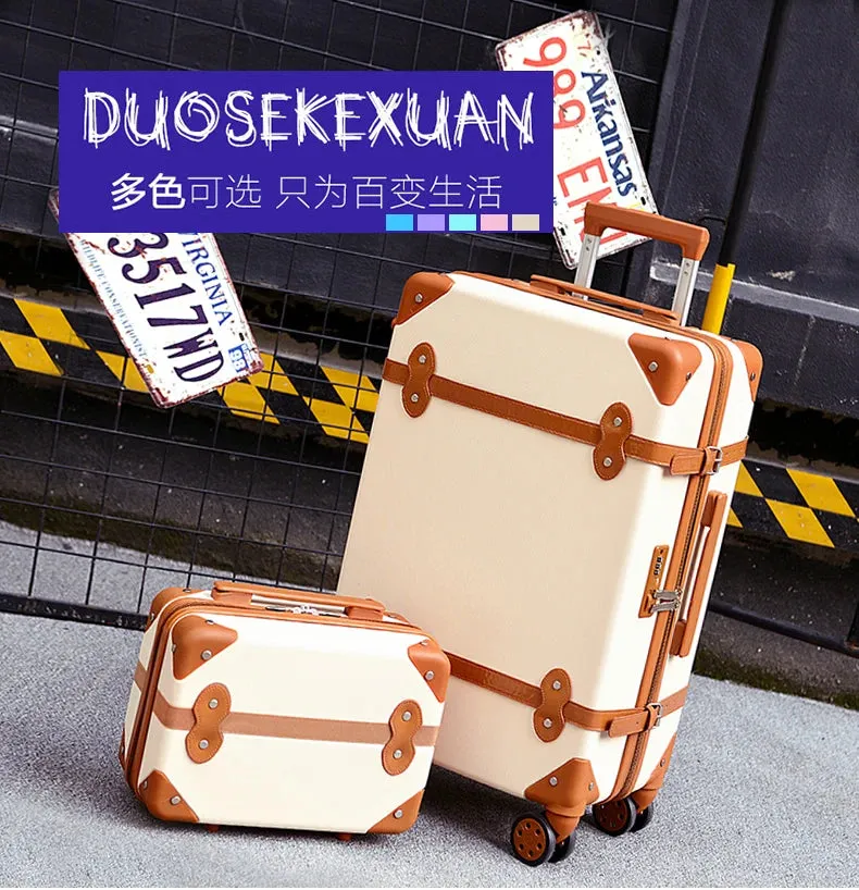 Vintage Rolling Luggage Set (2 Piece Set)
