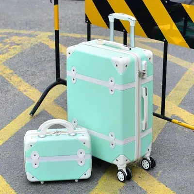 Vintage Rolling Luggage Set (2 Piece Set)