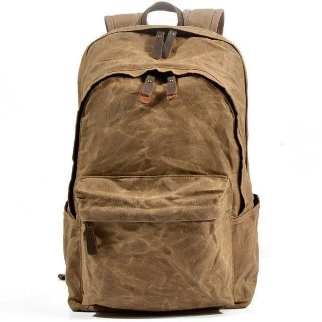 Vintage Waxed Canvas Backpack Mens