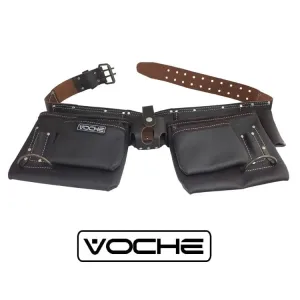 Voche® Heavy Duty Deluxe 12 Pocket Oil Tanned Leather Double Tool Belt Pouch