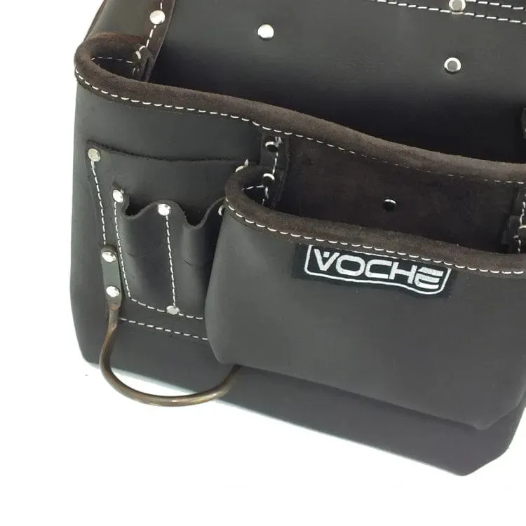 Voche® Heavy Duty Deluxe 12 Pocket Oil Tanned Leather Double Tool Belt Pouch