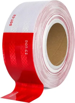 Vroom Warning Tape Reflective 2" Dotted Red-White /Per Yard
