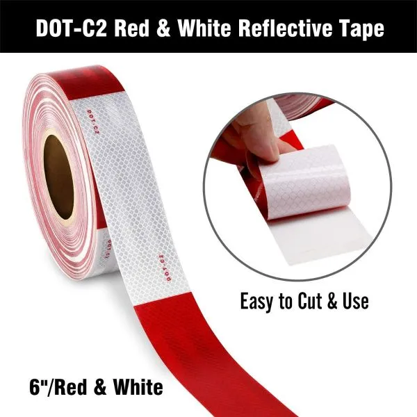 Vroom Warning Tape Reflective 2" Dotted Red-White /Per Yard
