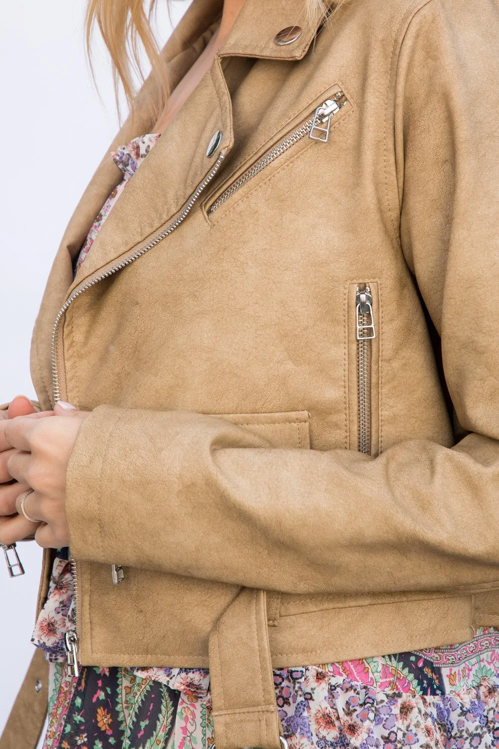 Washed Faux Leather Jacket