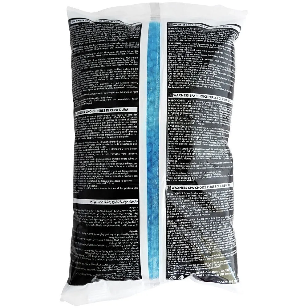 Waxness Spa Choice No Rosin Blue Gel Hard Wax Beads with Marine Salts - Made in Italy / 2.2 lbs. - 35.27 oz. - 1 kg. Each X 4 Bags = 8.8 Lbs