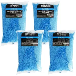 Waxness Spa Choice No Rosin Blue Gel Hard Wax Beads with Marine Salts - Made in Italy / 2.2 lbs. - 35.27 oz. - 1 kg. Each X 4 Bags = 8.8 Lbs