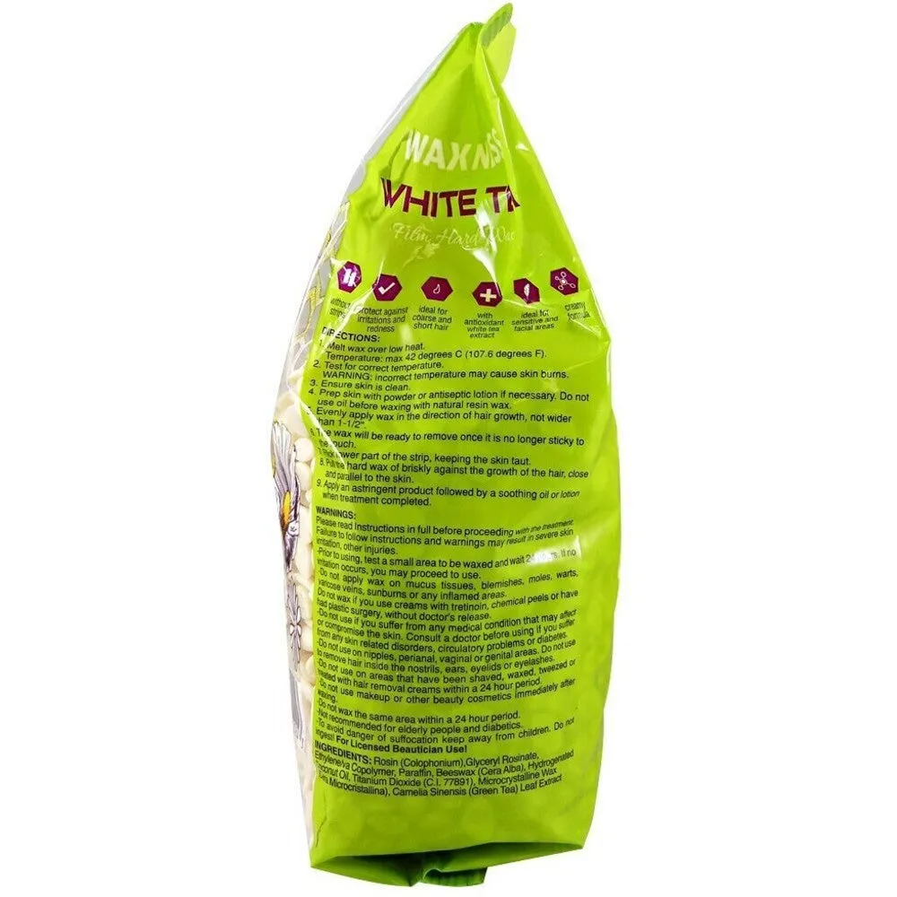 Waxness White Tea Cream Film Hard Wax Beads - Made in Italy / 2.2 lbs. - 35.27 oz. - 1 kg. Each X 4 Bags = 8.8 Lbs
