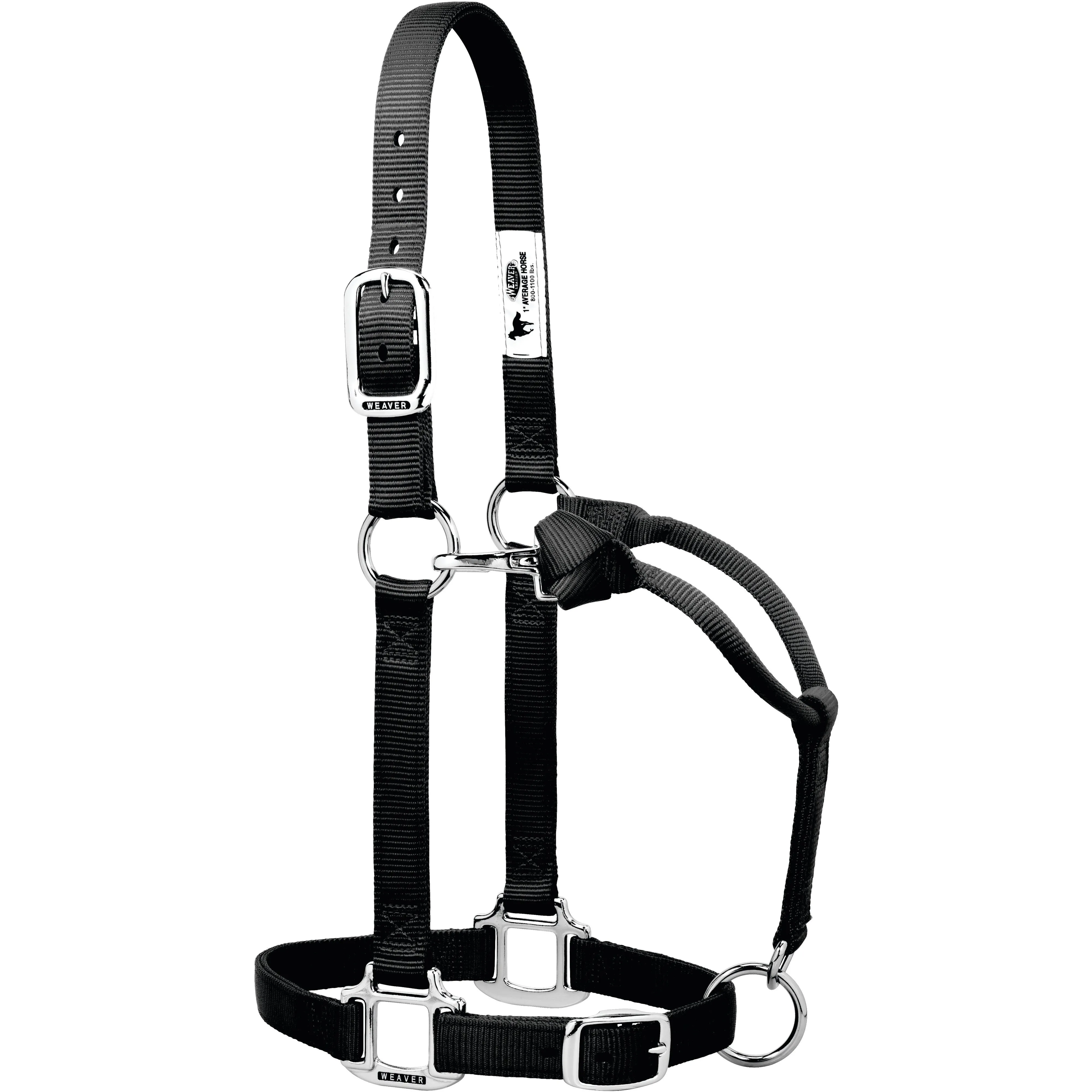 Weaver Original Adjustable Nylon Halter with Chrome Plated Hardware, Large Horse (Multiple Color Options)