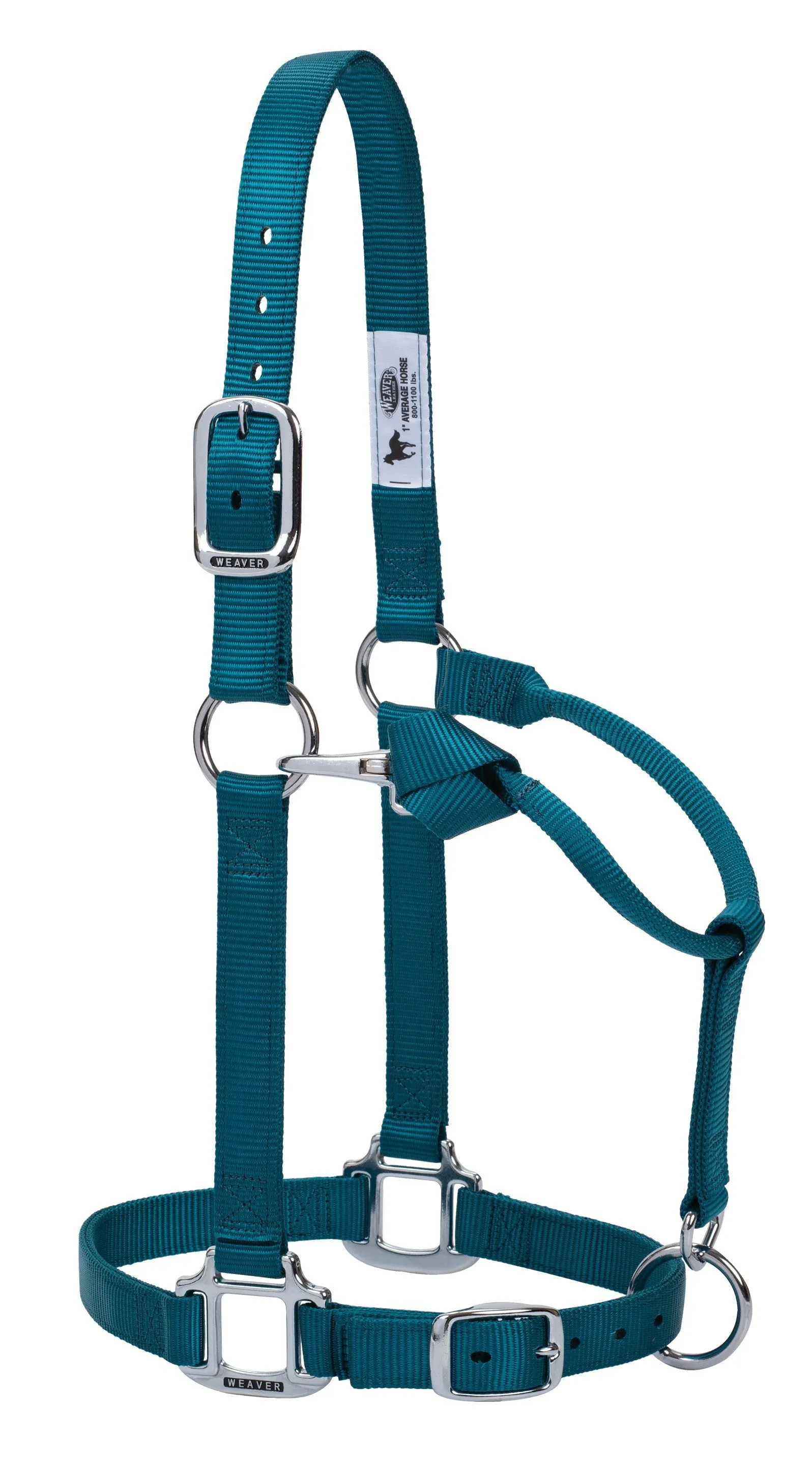 Weaver Original Adjustable Nylon Halter with Chrome Plated Hardware, Large Horse (Multiple Color Options)