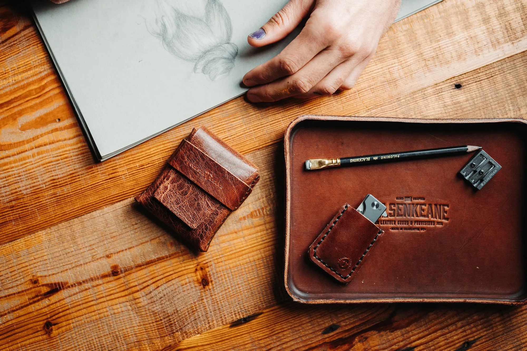 WESN Microblade Pocket Knife with Leather Sheath