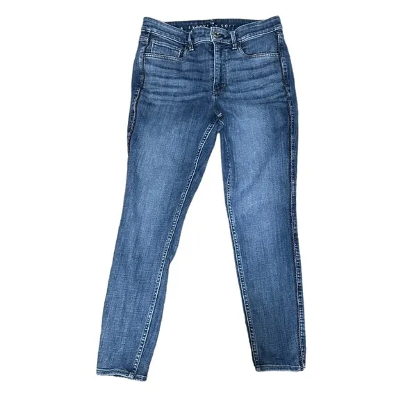 WHBM Faux Leather Design Everyday Soft Skinny Ankle Denim Jeans Size 8