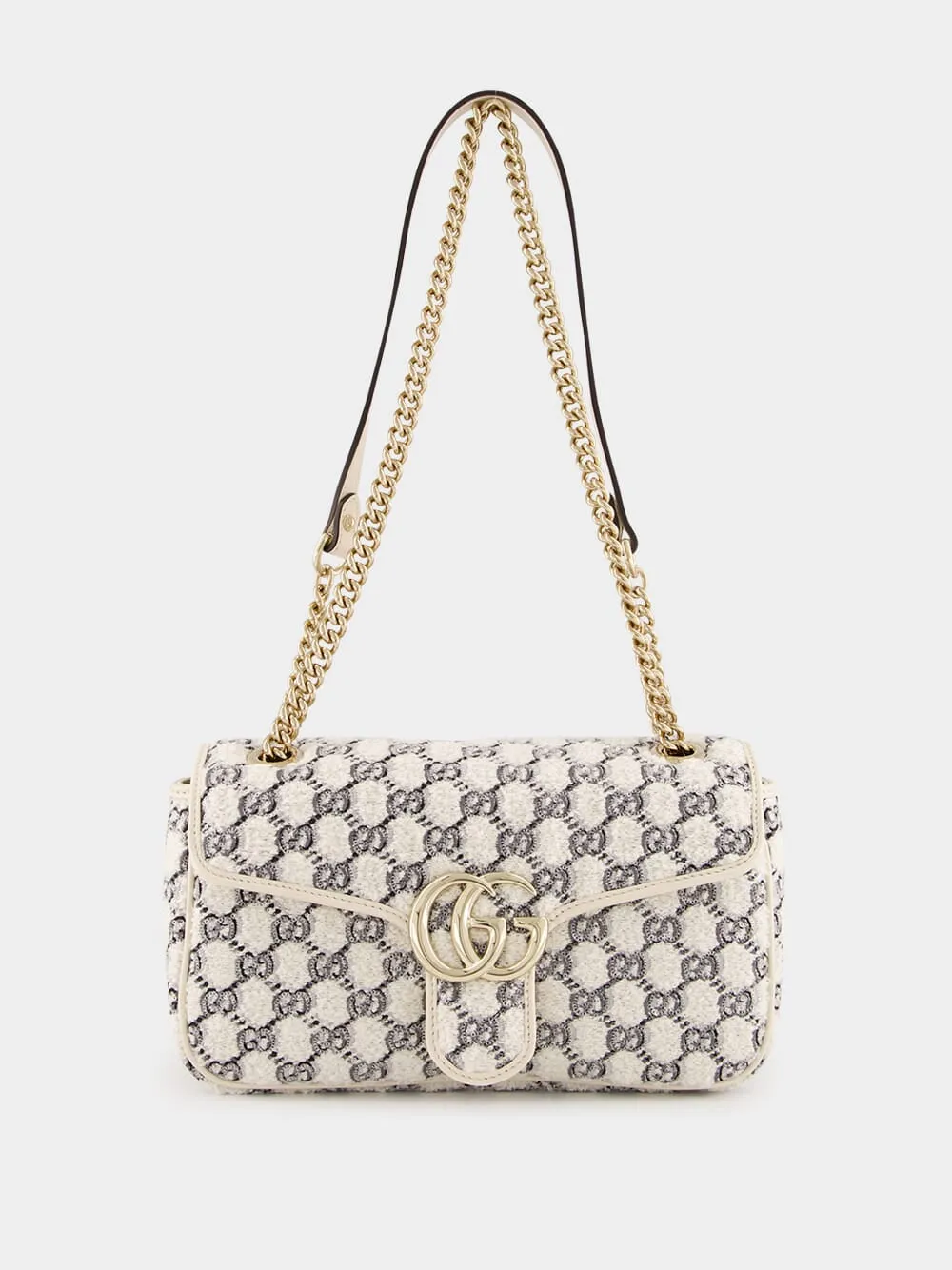 White GG Marmont Small Shoulder Bag