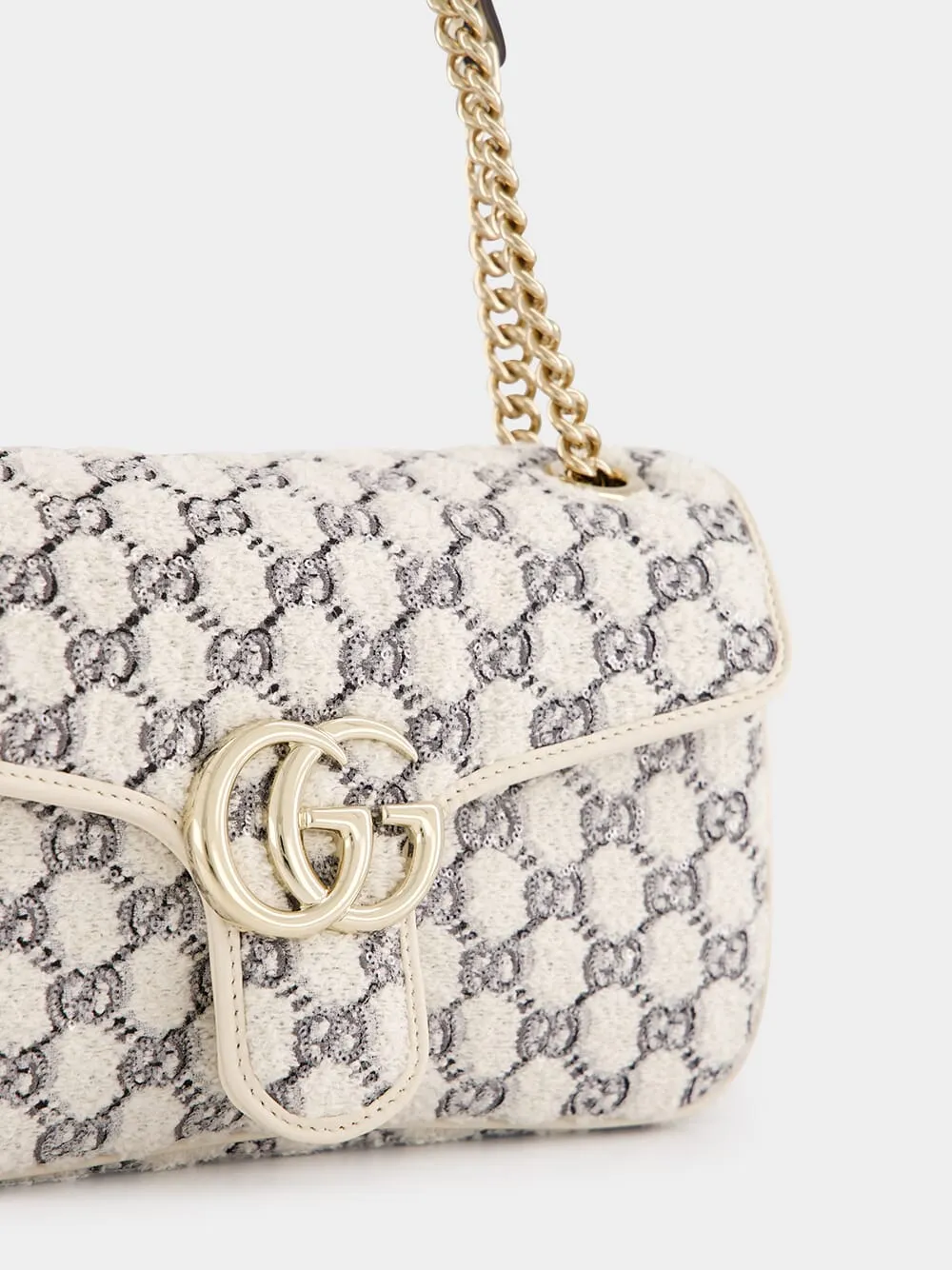White GG Marmont Small Shoulder Bag