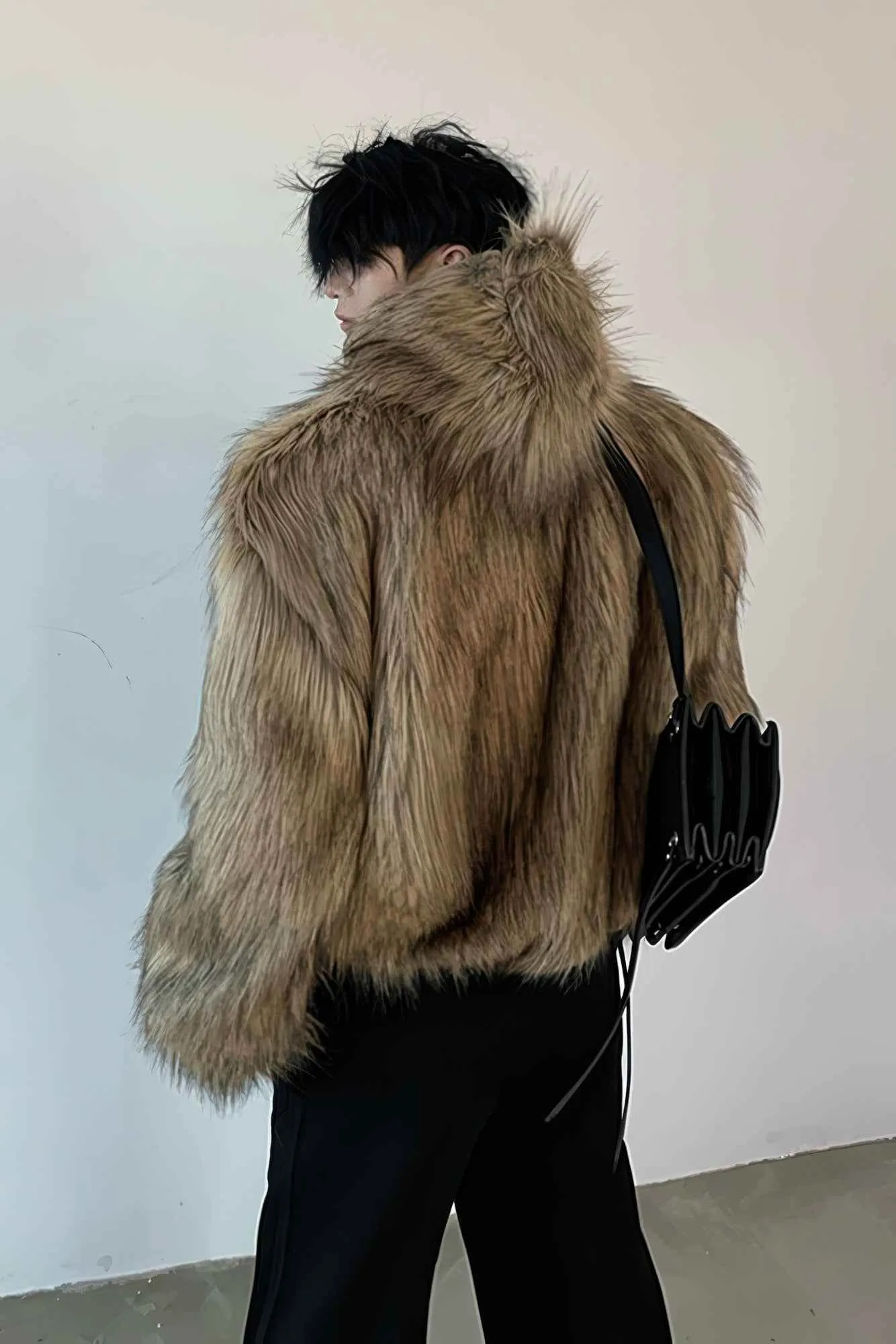 Winter Fashionable PU Leather Jacket for Men with Faux Fur, Reversible Design