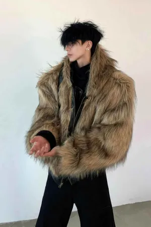 Winter Fashionable PU Leather Jacket for Men with Faux Fur, Reversible Design