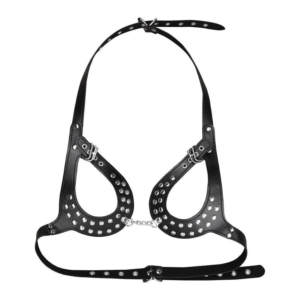Women Open Cup Adjustable Wetlook Body Harness Bra Belt