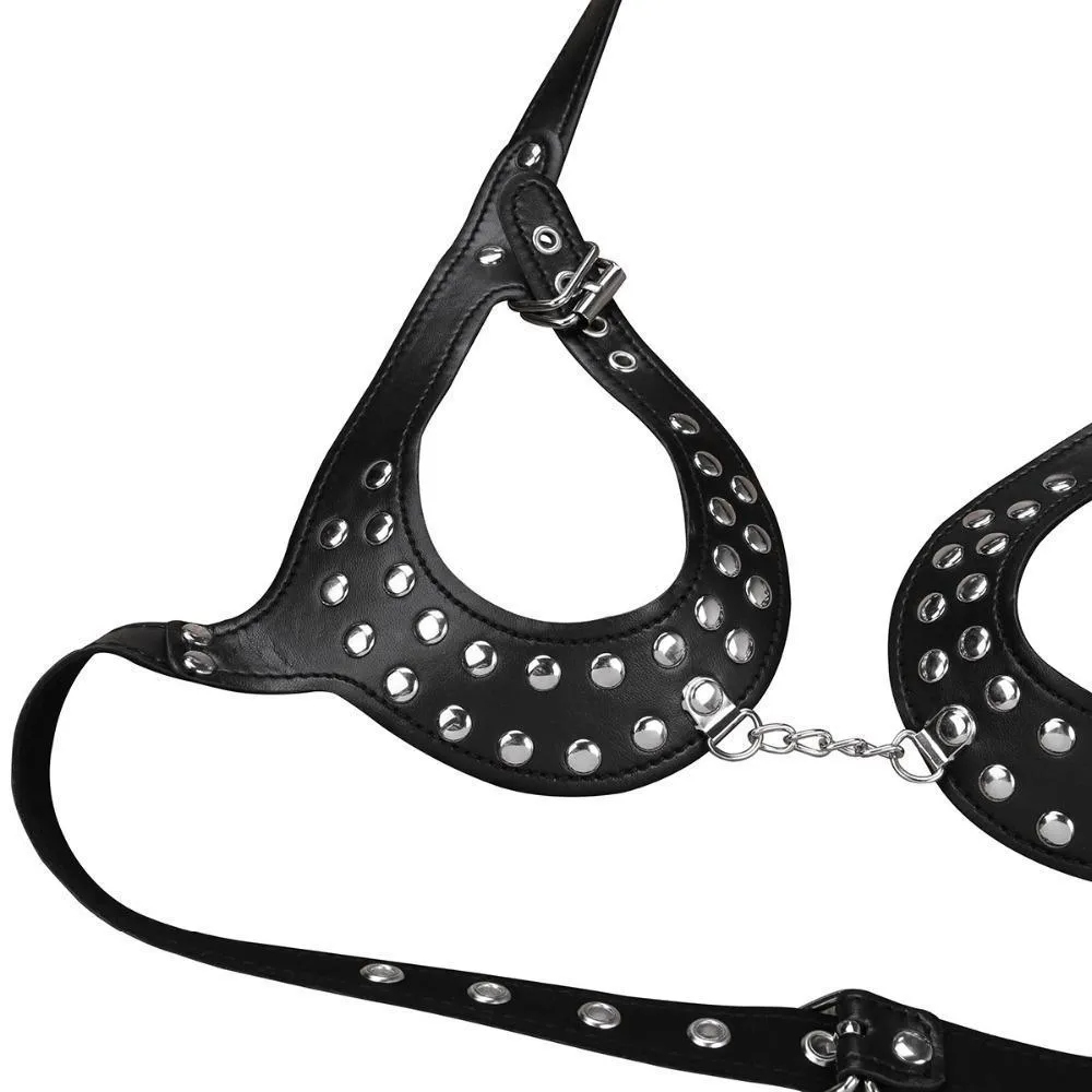 Women Open Cup Adjustable Wetlook Body Harness Bra Belt