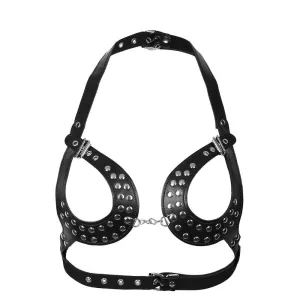 Women Open Cup Adjustable Wetlook Body Harness Bra Belt