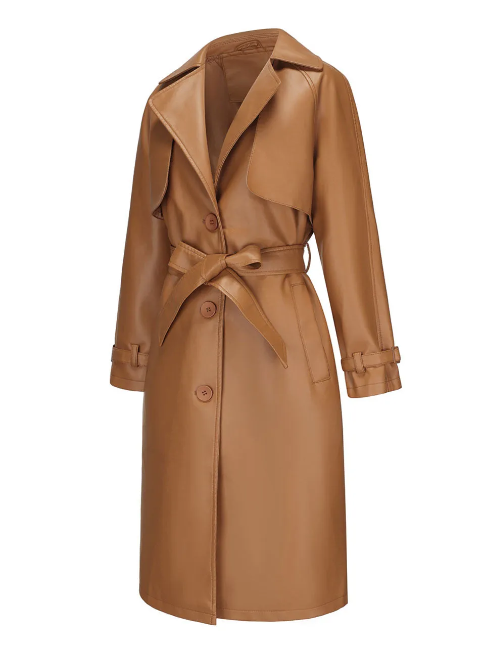 Women's Coat PU Leather Turndown Collar Fall Winter