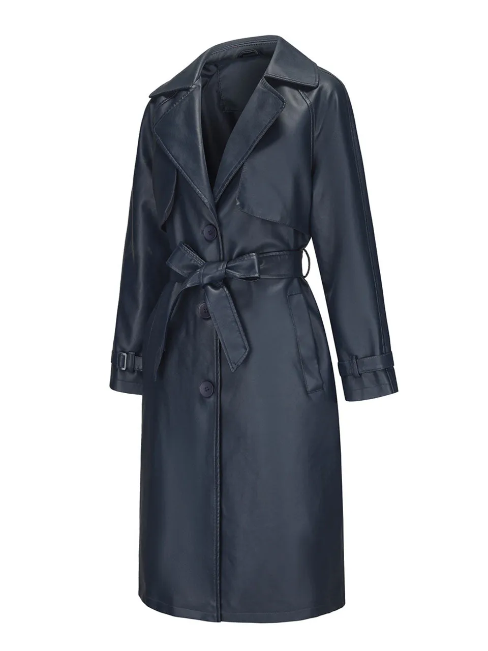 Women's Coat PU Leather Turndown Collar Fall Winter