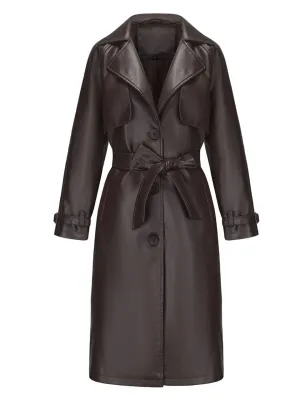 Women's Coat PU Leather Turndown Collar Fall Winter