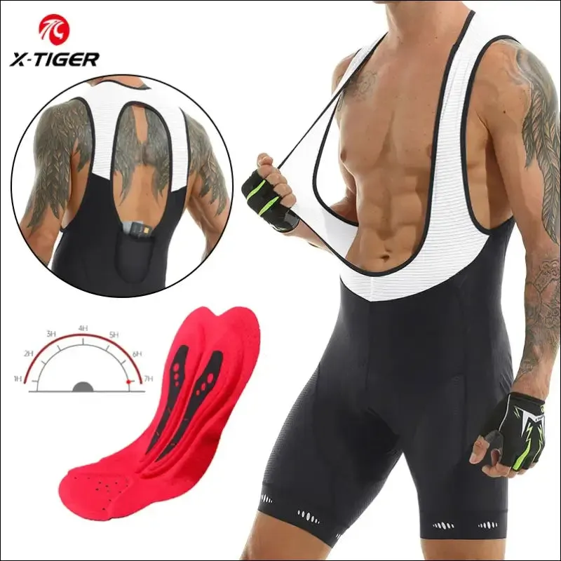 X-tiger men's cycling bib shorts with pocket - upf 50  quick-dry polyester - competitive edition