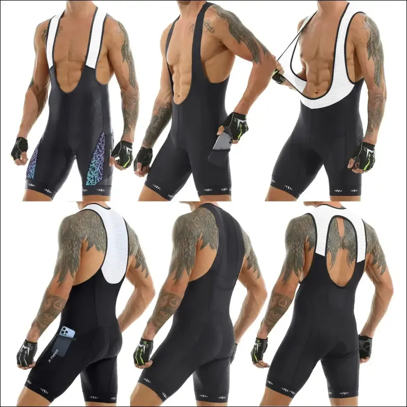 X-tiger men's cycling bib shorts with pocket - upf 50  quick-dry polyester - competitive edition