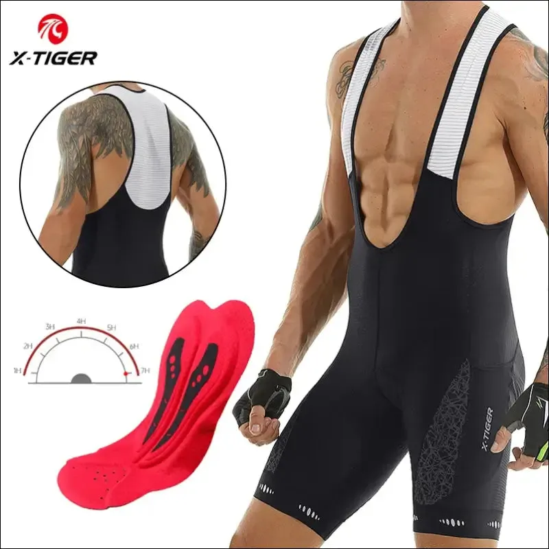 X-tiger men's cycling bib shorts with pocket - upf 50  quick-dry polyester - competitive edition