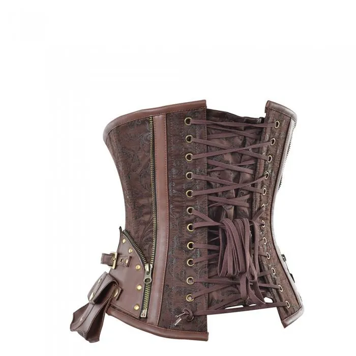Yashar Steampunk Corset With Buckle And Pocket Detail
