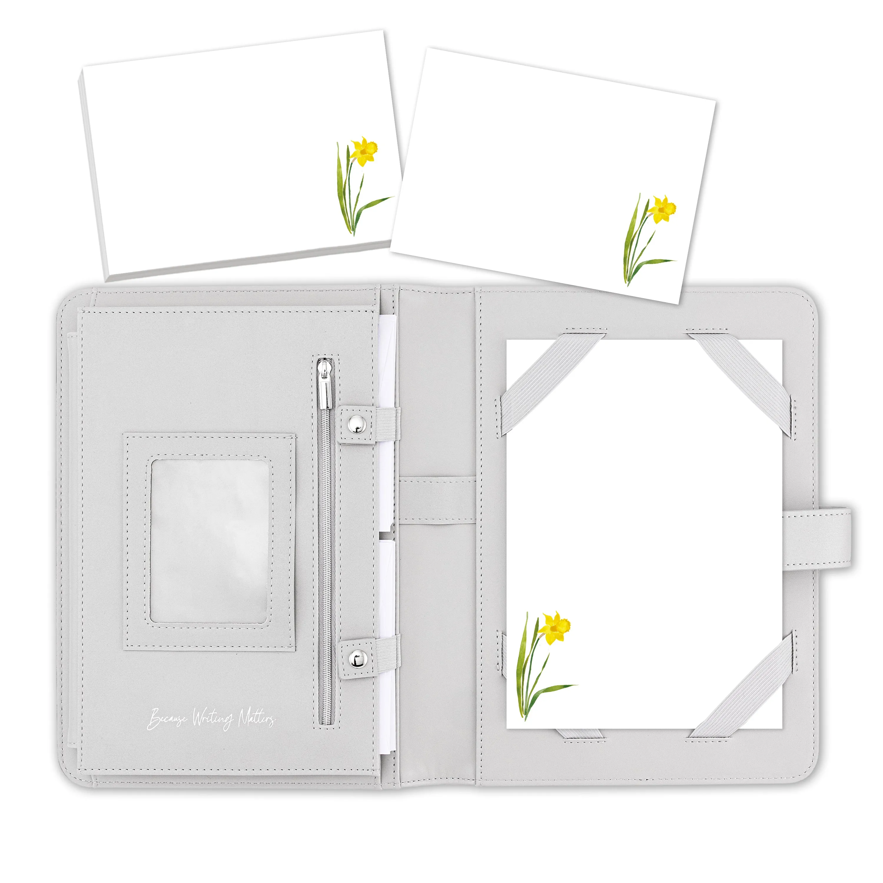 Yellow Daffodil Long Stem Letter Writing Set with Organiser