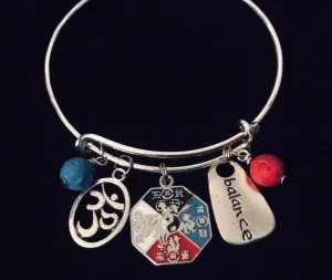 Yin Yang Expandable Charm Bracelet Adjustable Silver Bangle Inspirational Jewelry Om Balance Harmony