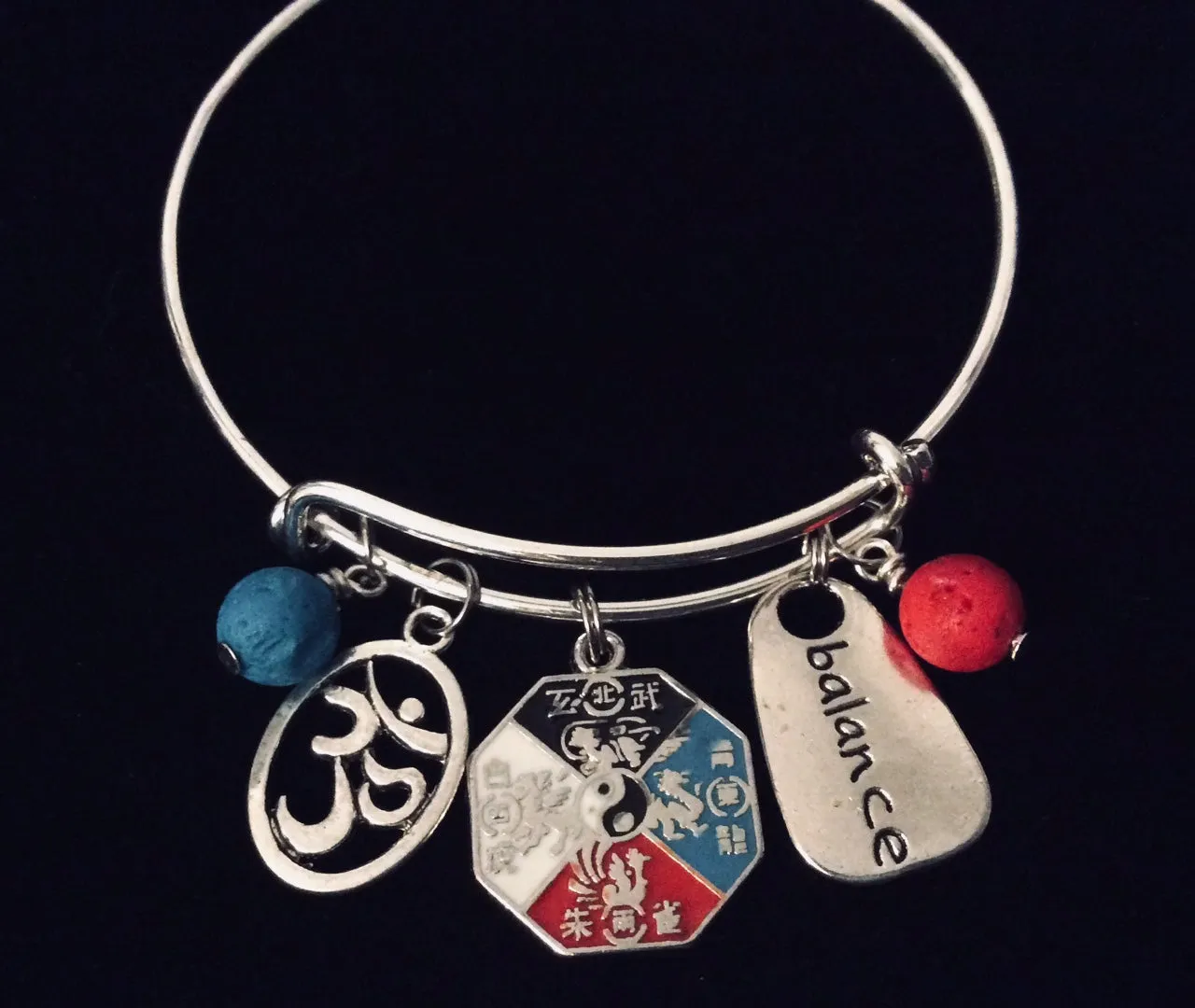Yin Yang Expandable Charm Bracelet Adjustable Silver Bangle Inspirational Jewelry Om Balance Harmony
