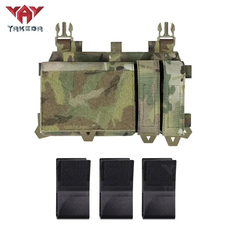 YKD-0202 YAKEDA Tactical Accessories Multifunctional Triple Front Panel Tactical Vest Chest Mount Nylon Side Pouch