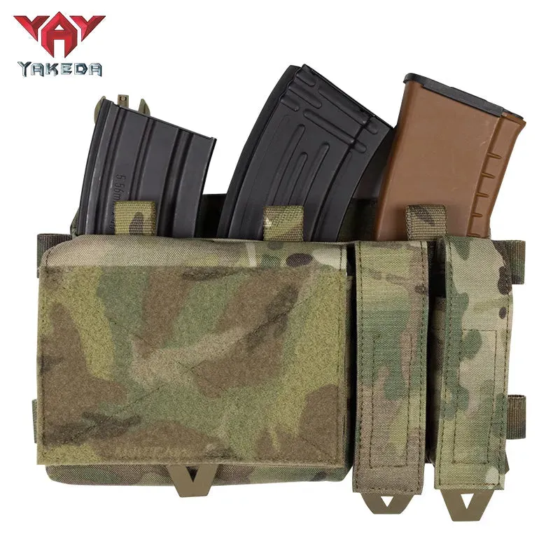 YKD-0202 YAKEDA Tactical Accessories Multifunctional Triple Front Panel Tactical Vest Chest Mount Nylon Side Pouch
