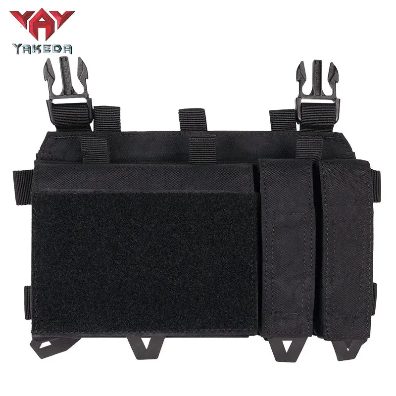YKD-0202 YAKEDA Tactical Accessories Multifunctional Triple Front Panel Tactical Vest Chest Mount Nylon Side Pouch