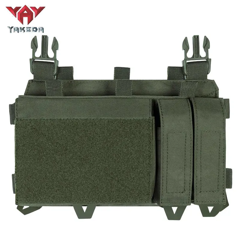 YKD-0202 YAKEDA Tactical Accessories Multifunctional Triple Front Panel Tactical Vest Chest Mount Nylon Side Pouch