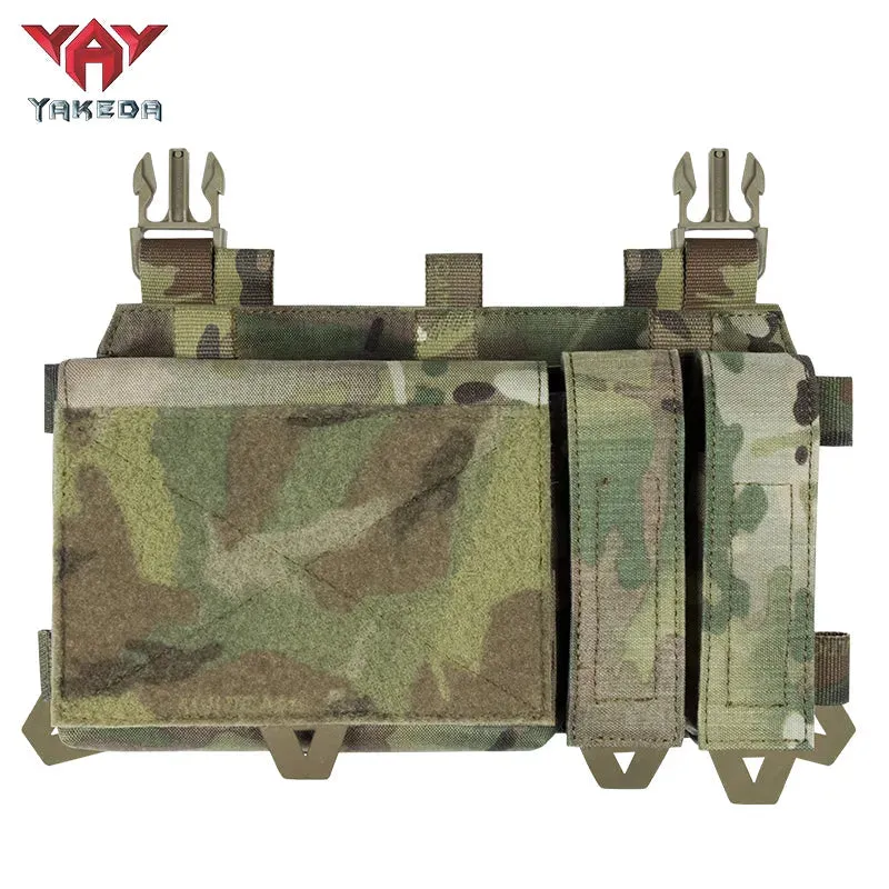 YKD-0202 YAKEDA Tactical Accessories Multifunctional Triple Front Panel Tactical Vest Chest Mount Nylon Side Pouch